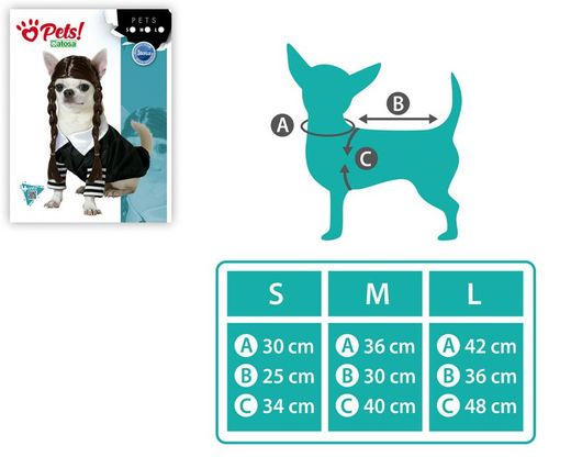 Disfraz de Miércoles Addams para mascotas