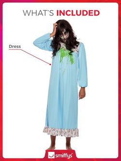 Disfraz de niña poseída, vestido azul ( niña del exorcista)