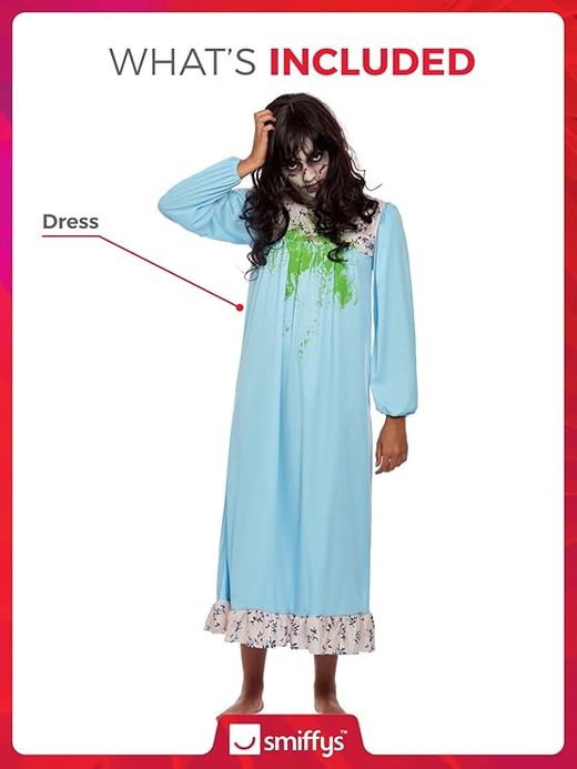 Disfraz de niña poseída, vestido azul ( niña del exorcista)