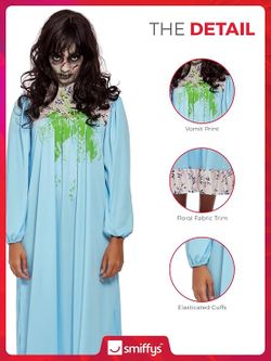 Disfraz de niña poseída, vestido azul ( niña del exorcista)
