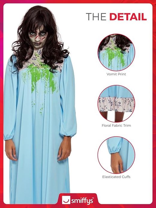 Disfraz de niña poseída, vestido azul ( niña del exorcista)