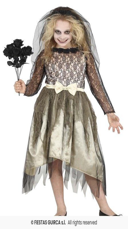 Disfraz infantil de novia cadaver