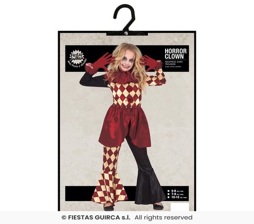 Disfraz infantil de payasa diabolica
