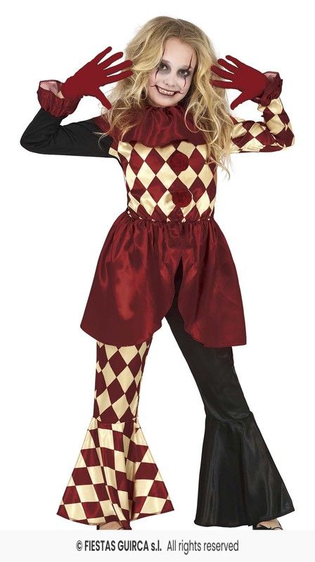 Disfraz infantil de payasa diabolica
