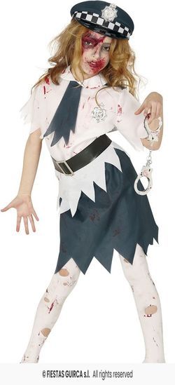 Disfraz infantil de policía zombi niña