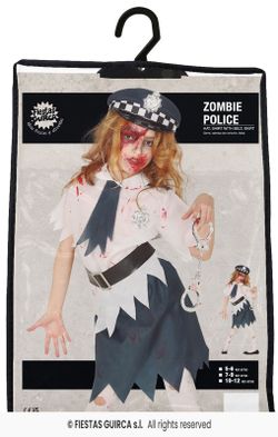 Disfraz infantil de policía zombi niña