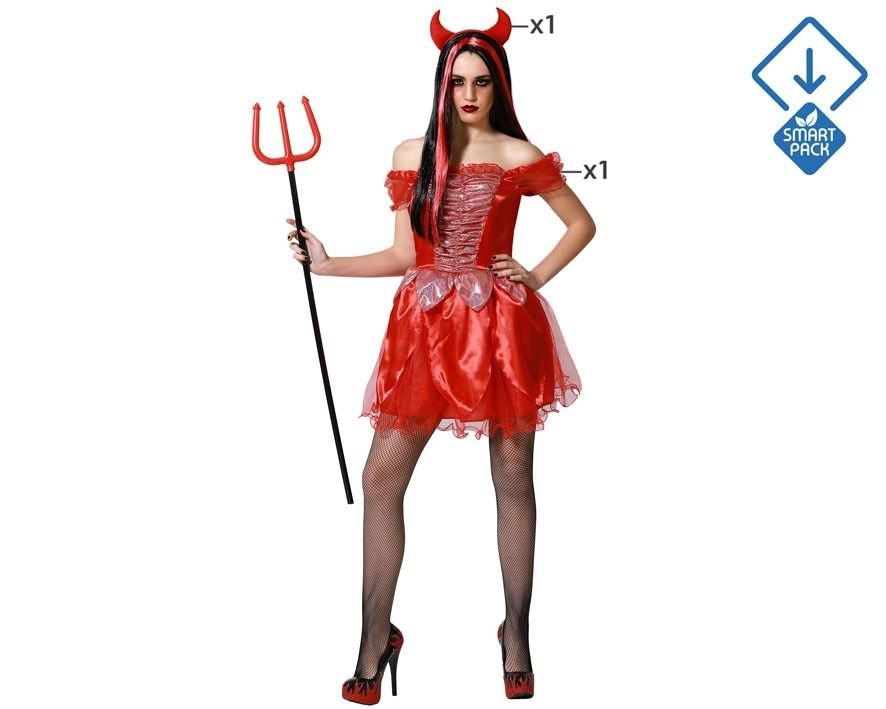 Disfraz Demonia roja fuego mujer adulta ML