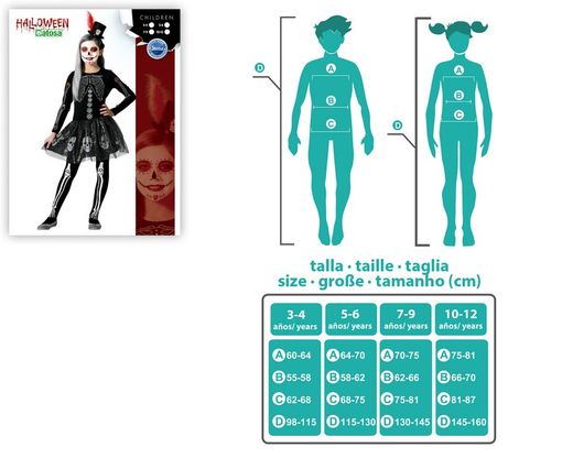 Disfraz infantil esqueleto brillo