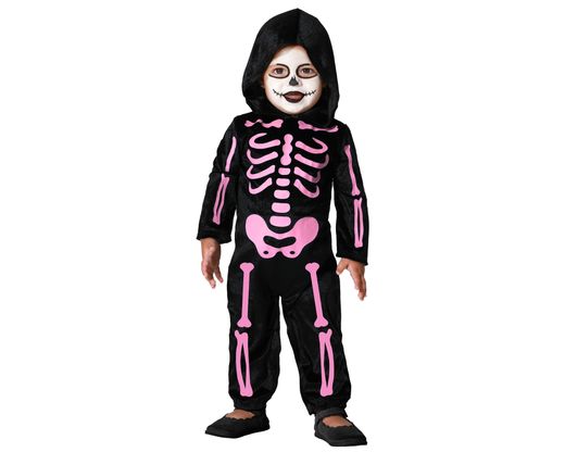 Disfraz Esqueleto Rosa Bebe