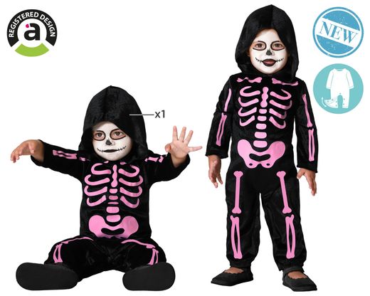 Disfraz Esqueleto Rosa Bebe