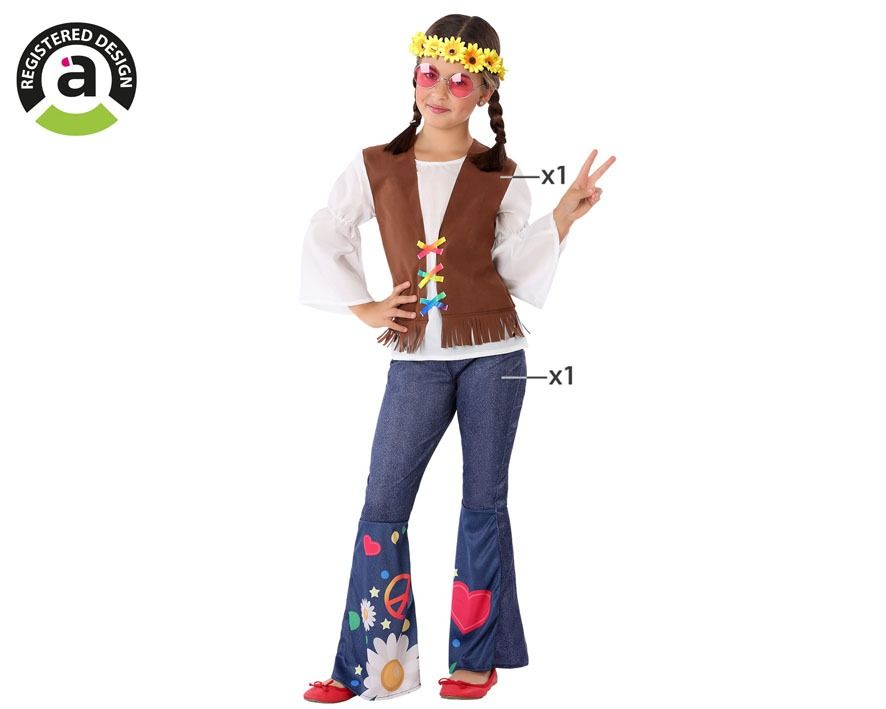 Disfraz Hippie niña infantil 10-12 años