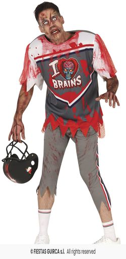 Disfraz jugador rugby-futbol americano zombi adulto