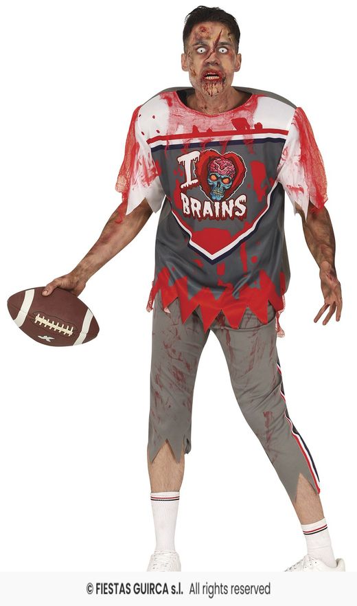 Disfraz jugador rugby-futbol americano zombi adulto