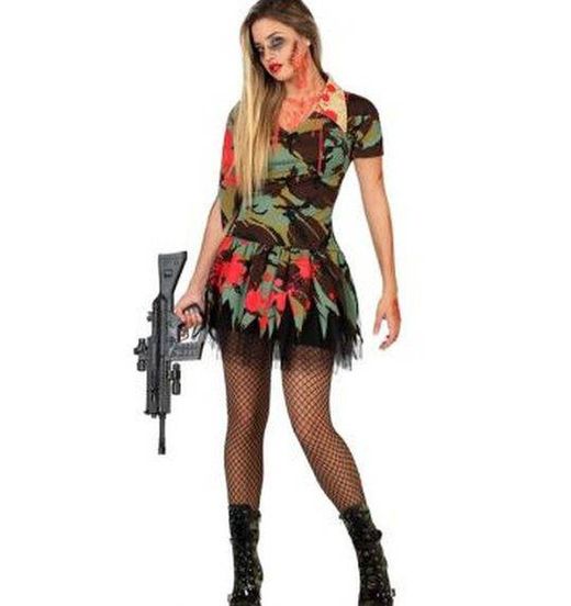 Fato de zumbi militar para mulher
