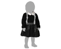 Disfraz Niña Fantasma Negro Miercoles Bebe
