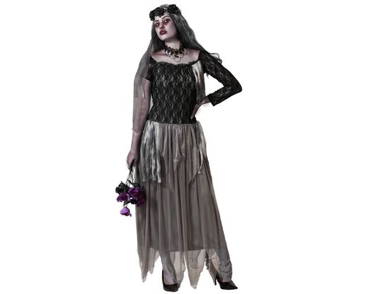 Disfraz Novia Halloween Gris Adulta