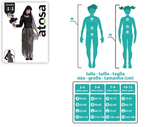 Disfraz Novia Halloween Gris Infantil