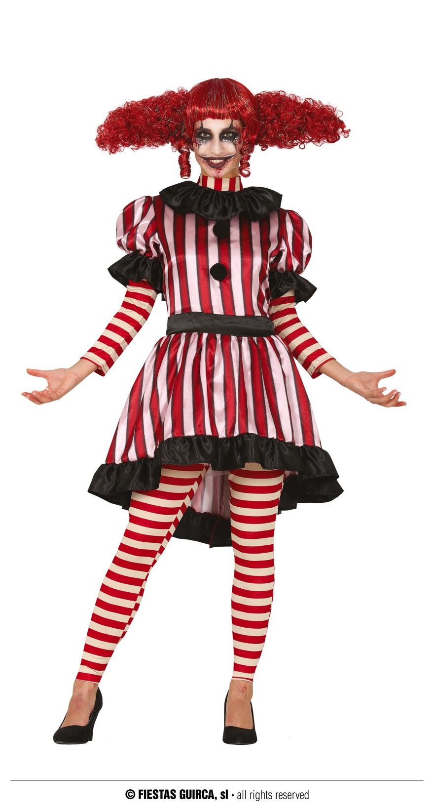 Disfraz payasa halloween rayas adulta