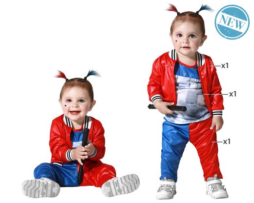 Disfraz Payasa Halloween Rojo Harley Quinn Bebe