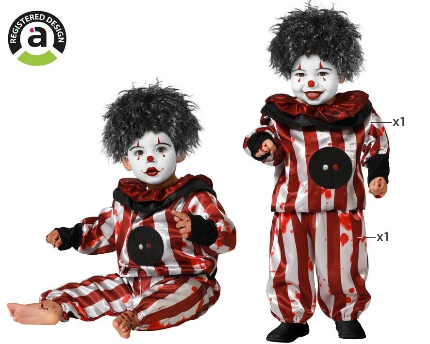 Disfraz Payaso de Rayas Halloween terror bebé 12-24 meses
