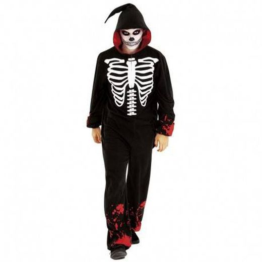 One-size-fits-all skeleton pajama costume