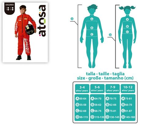 Disfraz Piloto De Carreras Rojo Infantil
