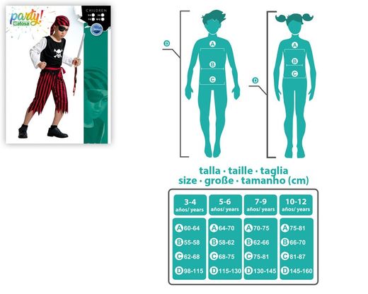 Disfraz Pirata Niño Rojo y Negro infantil