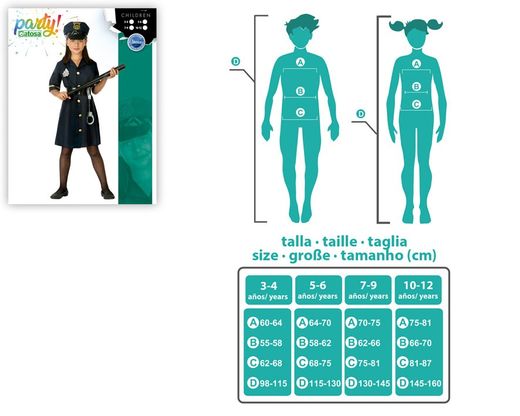Disfraz Policia Niña infantil Azul Marino