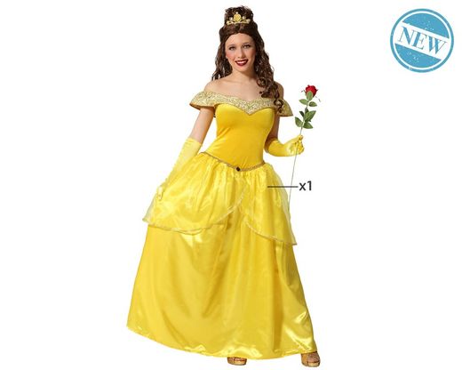 Disfraz princesa bella dorado adulto