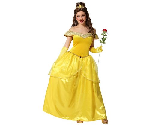 Disfraz princesa bella dorado adulto