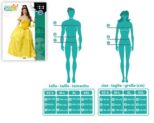 Disfraz princesa bella dorado adulto