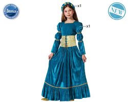 Disfraz reina medieval azul infantil