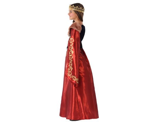 Disfraz reina medieval rojo infantil