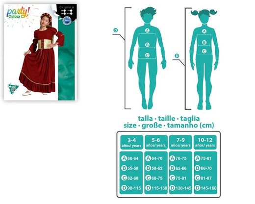 Disfraz Reina medieval Rojo infantil