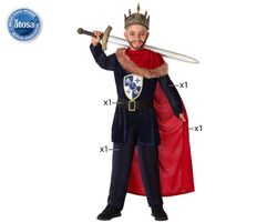 Disfraz rey medieval rojo infantil