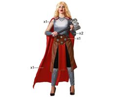 Disfraz super heroe comic rojo con capa mujer