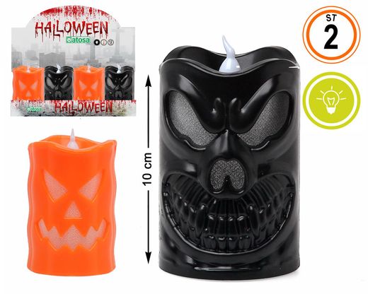 Exp/12- Vela 10X6Cm Calabaza Con Luz 2 St.