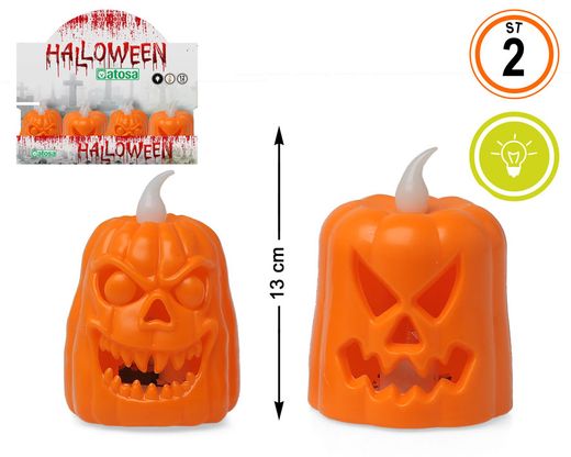 Exp/12- Vela 7,5X5Cm Calabaza Con Luz 2 St.
