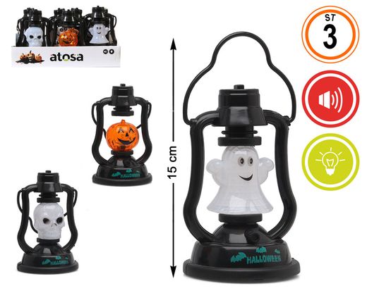Exp/9- Farolillos Halloween 15 Cm Luz/Sonido 3 St.