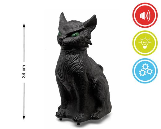 Gato 34X20X17 Cm Luz / Sonido / Movimiento Negro