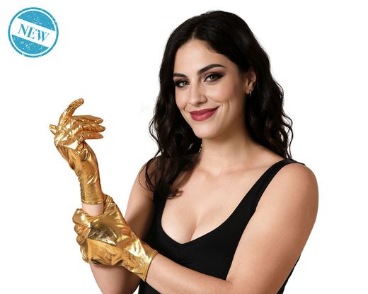 Guantes 24 Cm Metalizado Dorado 83966