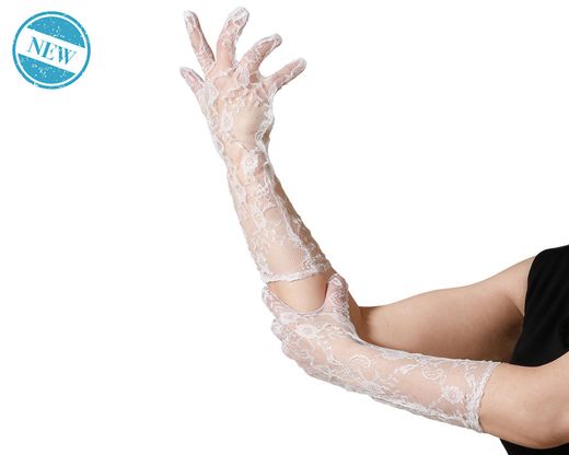 Guantes 36 Cm Encaje Blanco 83582
