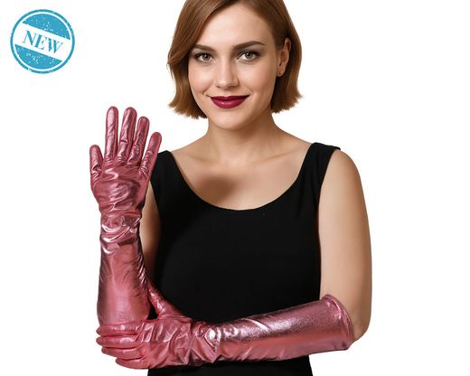Guantes 38 Cm Metalizado Rosa 83964