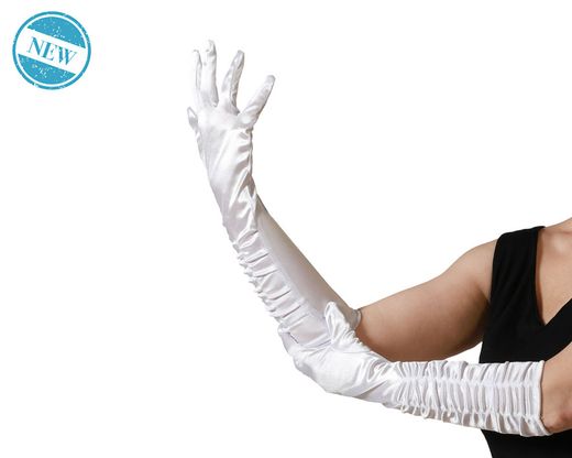 Guantes 40 Cm Arrugados Blanco 83573