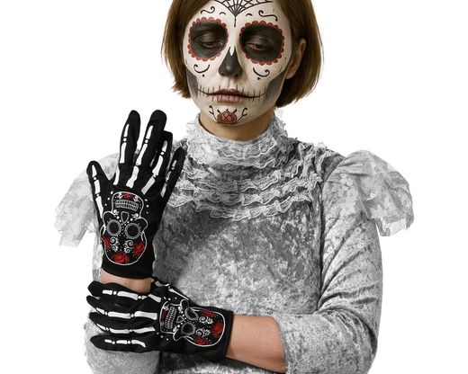 Guantes Halloween Muerte Mexicana