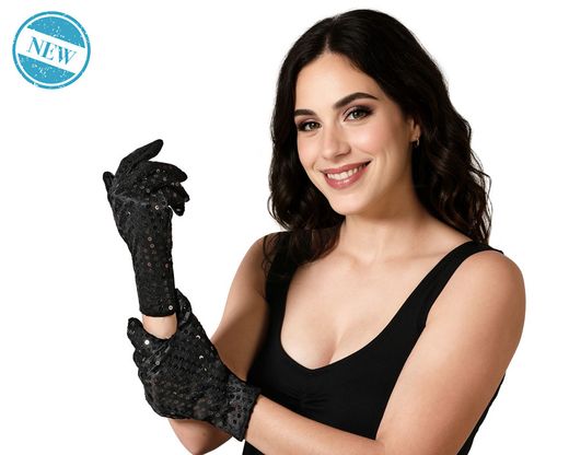 Guantes Lentejuelas Negro 83568