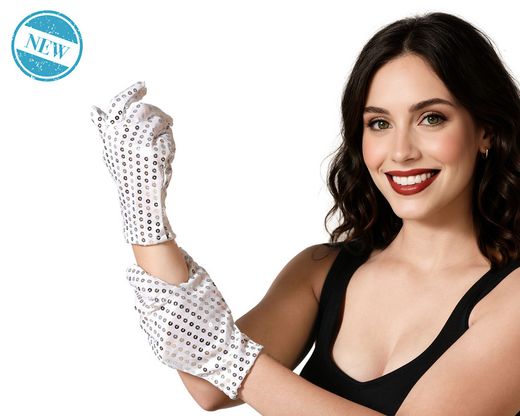 Guantes Lentejuelas Plateado 83565