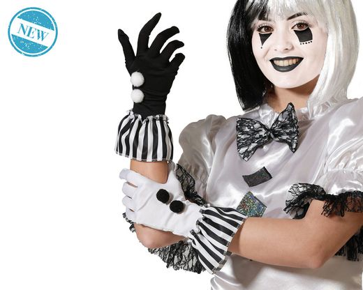 Guantes Payaso Blanco/Negro 83369