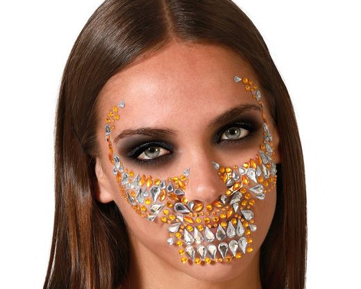 Joyas Faciales Adhesivas Calavera Dorado 76315