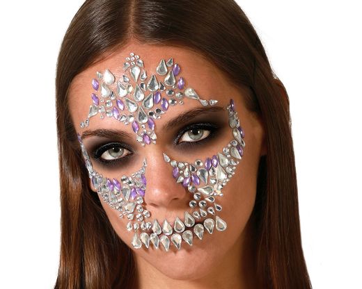 Joyas Faciales Adhesivas Calavera Plateado 76326